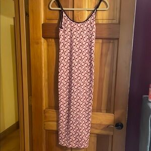 Zara Pink and Black Geometric Midi Dress Small Worn once! Perfect